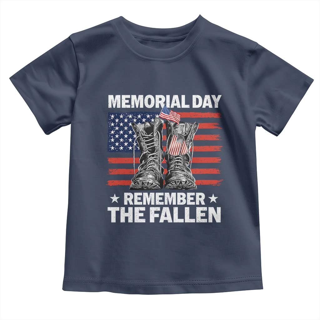 Memorial Day Remember The Fallen Toddler T Shirt Veteran Military Vintage USA Flag TS10 Navy Print Your Wear