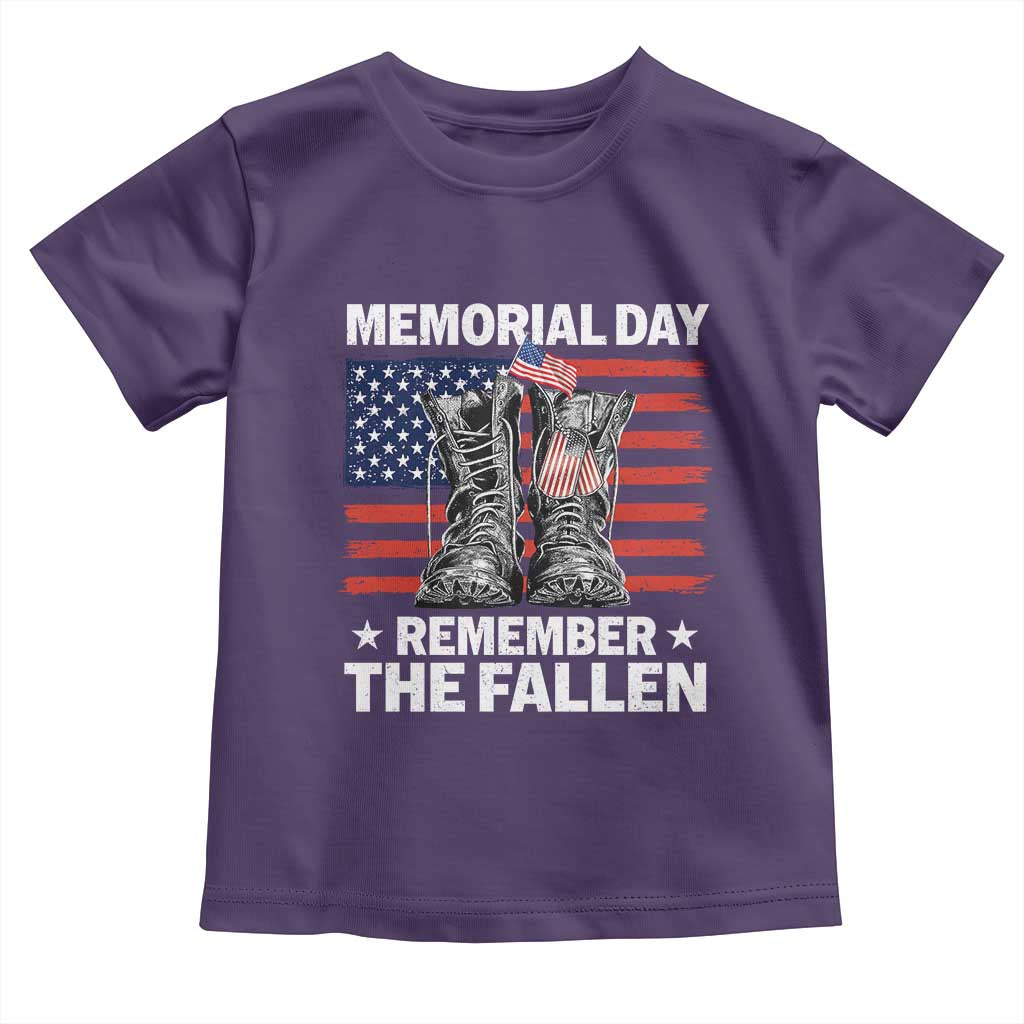 Memorial Day Remember The Fallen Toddler T Shirt Veteran Military Vintage USA Flag TS10 Purple Print Your Wear
