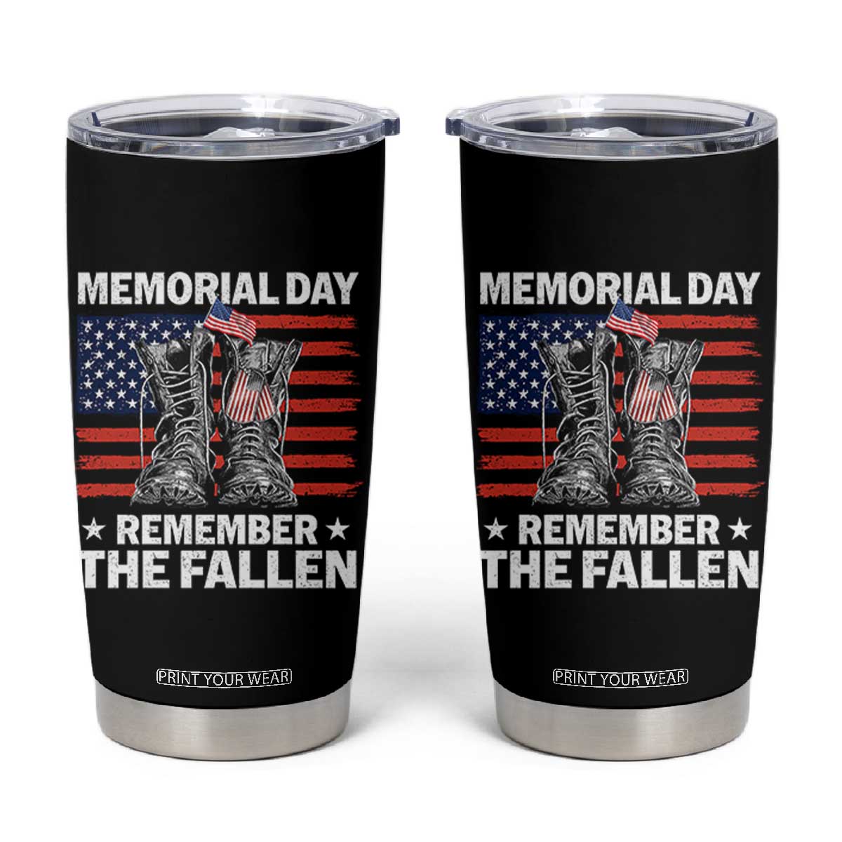 Memorial Day Remember The Fallen Tumbler Cup Veteran Military Vintage USA Flag TS10 Black Print Your Wear