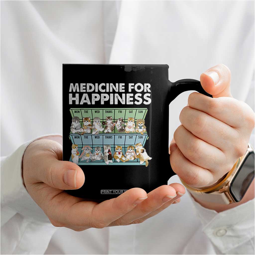 Mental Health Coffee Mug Medicine For Happiness Cute Cat TS09 Print Your Wear