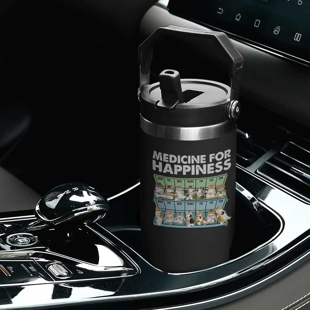 Mental Health Flip Straw Tumbler Medicine For Happiness Cute Cat TS09 Print Your Wear