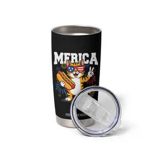 Merica Cat Tumbler Cup Funny 4th of July Hot Dog and Fireworks Patriotic USA Flag TS02 Print Your Wear