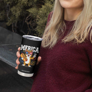 Merica Cat Tumbler Cup Funny 4th of July Hot Dog and Fireworks Patriotic USA Flag TS02 Print Your Wear
