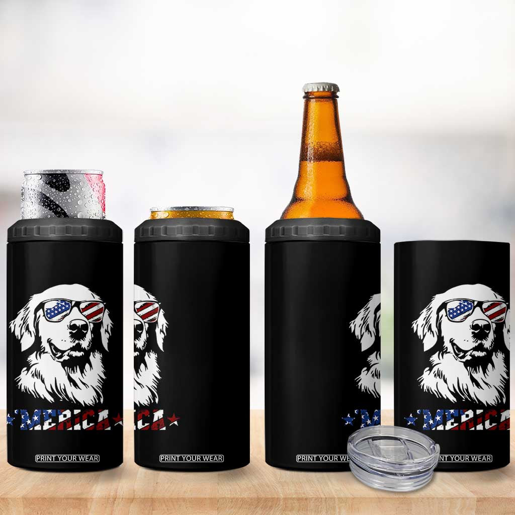 Merica Golden Retriever 4 in 1 Can Cooler Tumbler 4th of July Dog Patriotic Dog Mom TS10 Print Your Wear