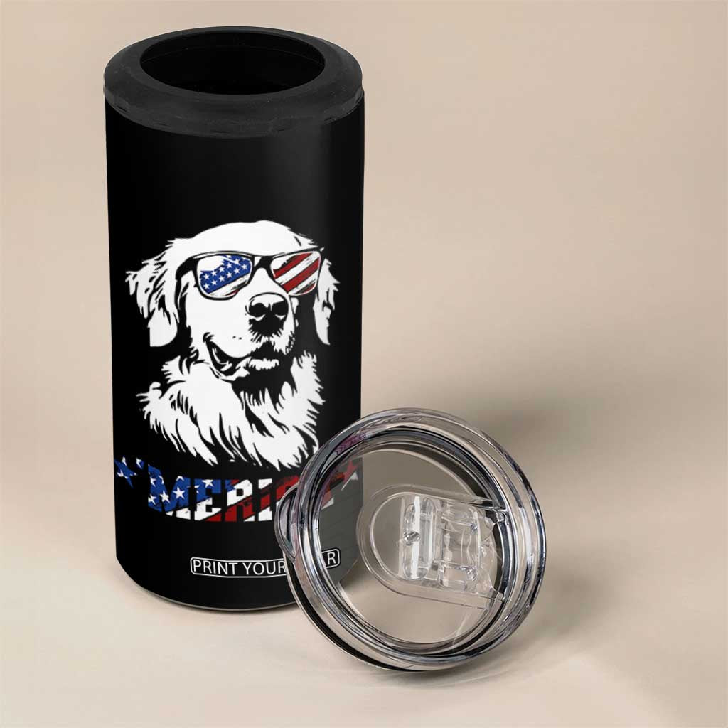 Merica Golden Retriever 4 in 1 Can Cooler Tumbler 4th of July Dog Patriotic Dog Mom TS10 Print Your Wear