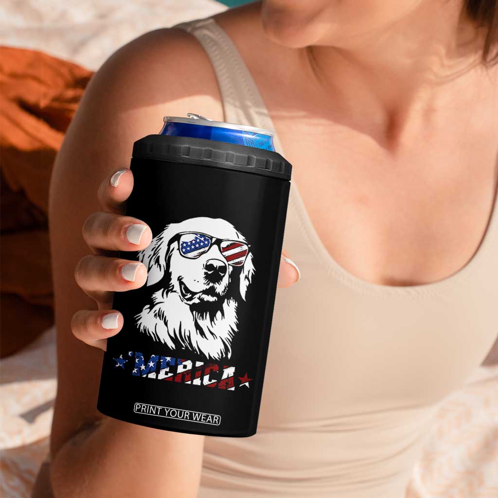 Merica Golden Retriever 4 in 1 Can Cooler Tumbler 4th of July Dog Patriotic Dog Mom TS10 Print Your Wear
