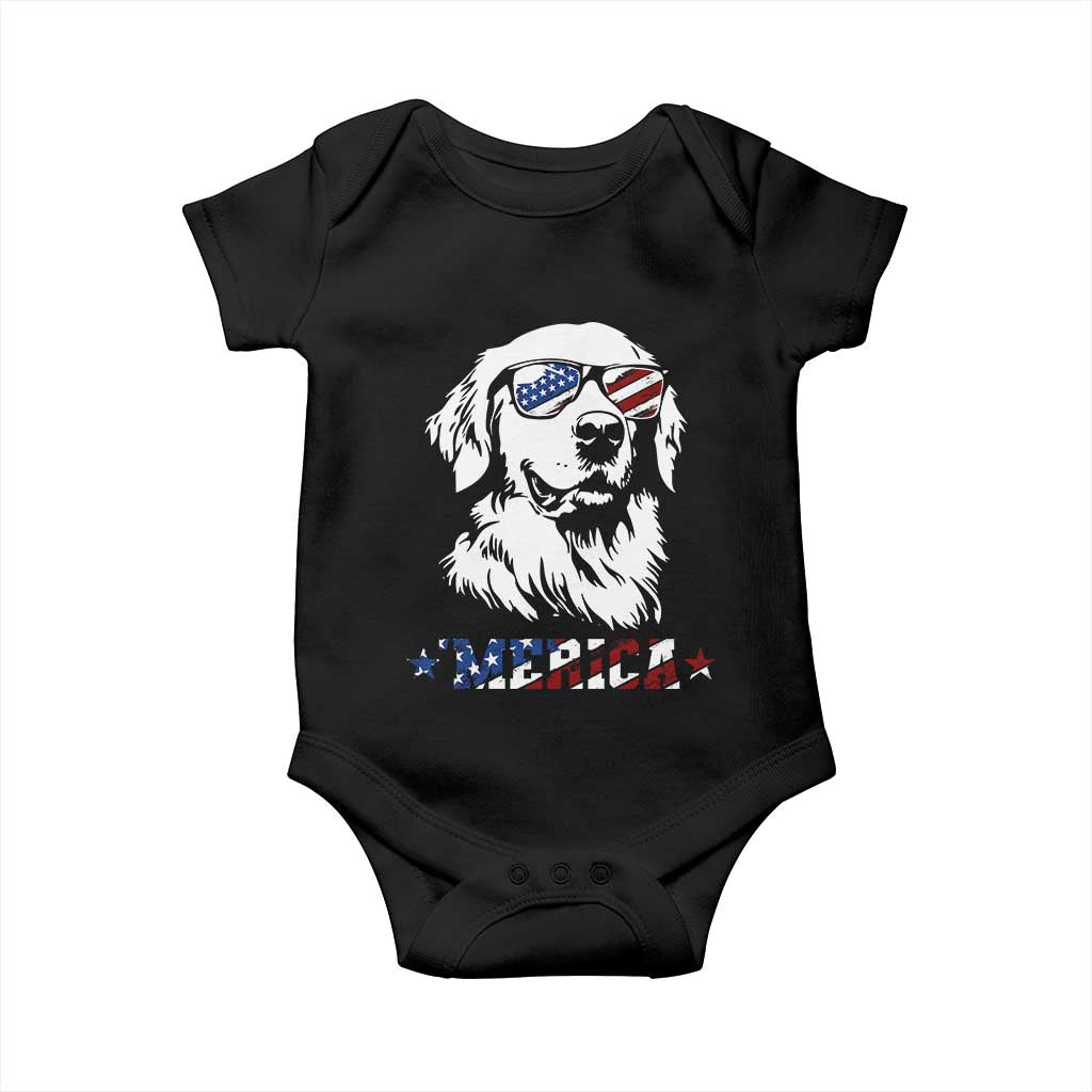 Merica Golden Retriever Baby Onesie 4th of July Dog Patriotic Dog Mom TS10 Black Print Your Wear