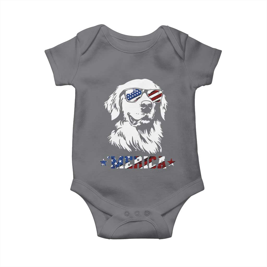Merica Golden Retriever Baby Onesie 4th of July Dog Patriotic Dog Mom TS10 Charcoal Print Your Wear