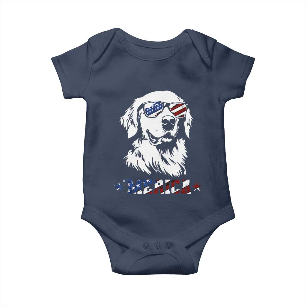 Merica Golden Retriever Baby Onesie 4th of July Dog Patriotic Dog Mom TS10 Navy Print Your Wear