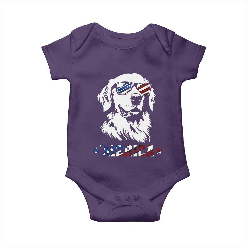 Merica Golden Retriever Baby Onesie 4th of July Dog Patriotic Dog Mom TS10 Purple Print Your Wear