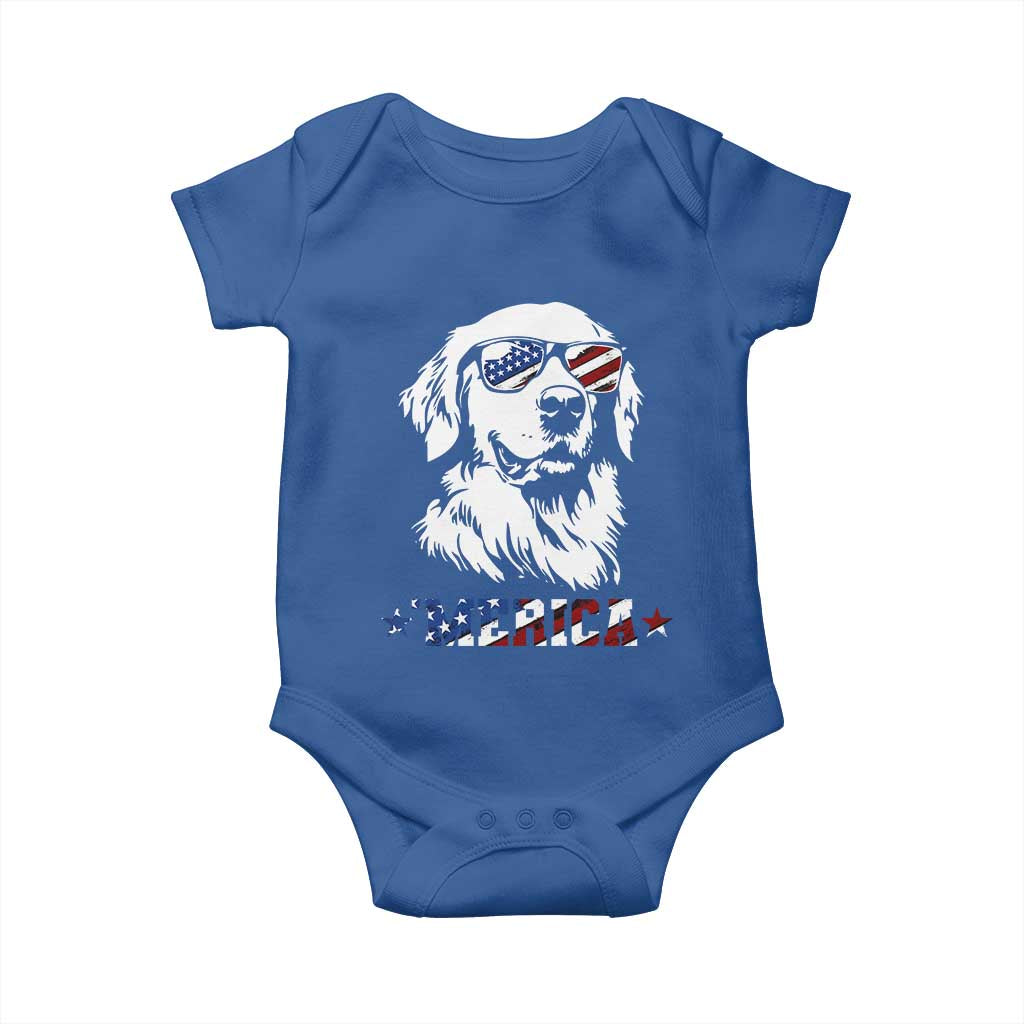 Merica Golden Retriever Baby Onesie 4th of July Dog Patriotic Dog Mom TS10 Royal Blue Print Your Wear