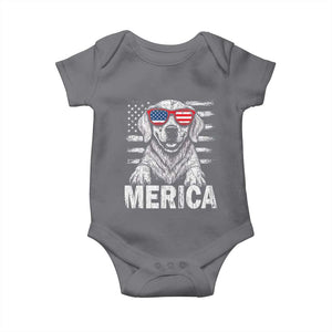 Merica Golden Retriever Baby Onesie Patriotic Dog US Flag 4th Of July TS02 Charcoal Print Your Wear