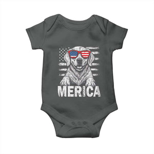 Merica Golden Retriever Baby Onesie Patriotic Dog US Flag 4th Of July TS02 Dark Heather Print Your Wear