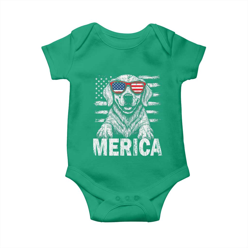 Merica Golden Retriever Baby Onesie Patriotic Dog US Flag 4th Of July TS02 Irish Green Print Your Wear