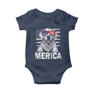 Merica Golden Retriever Baby Onesie Patriotic Dog US Flag 4th Of July TS02 Navy Print Your Wear