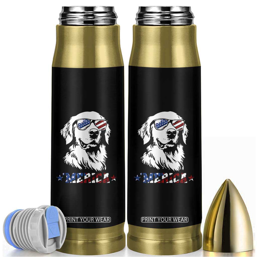 Merica Golden Retriever Bullet Tumbler 4th of July Dog Patriotic Dog Mom TS10 Black Print Your Wear