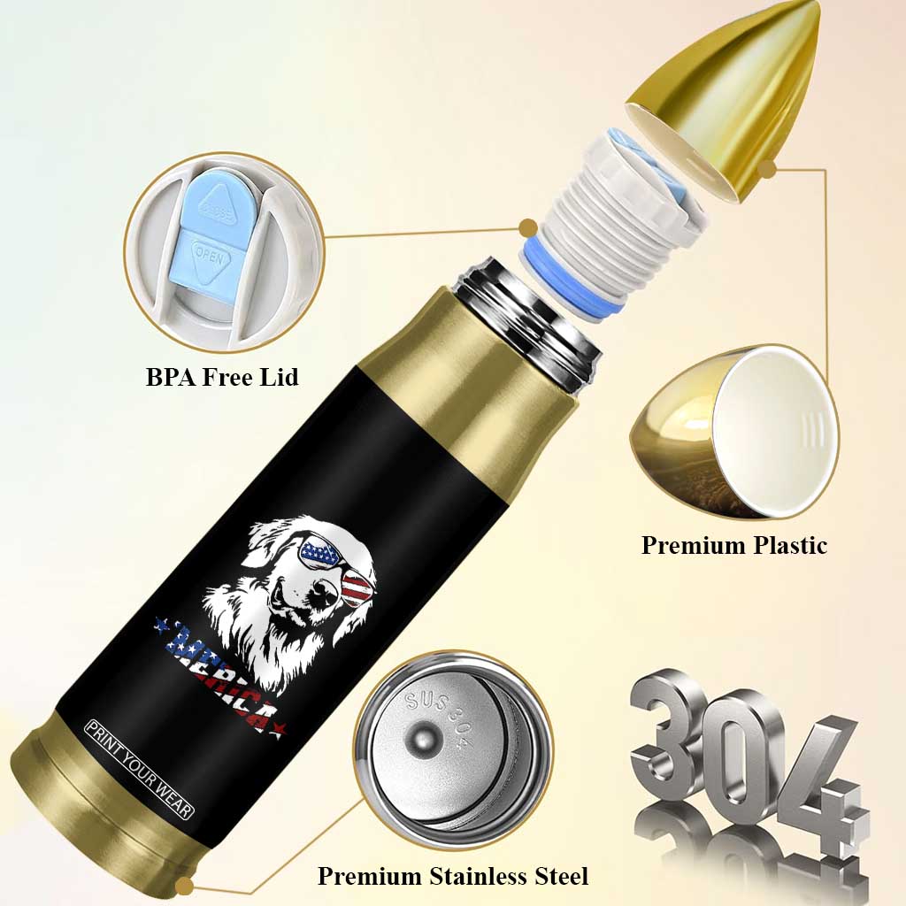 Merica Golden Retriever Bullet Tumbler 4th of July Dog Patriotic Dog Mom TS10 Print Your Wear