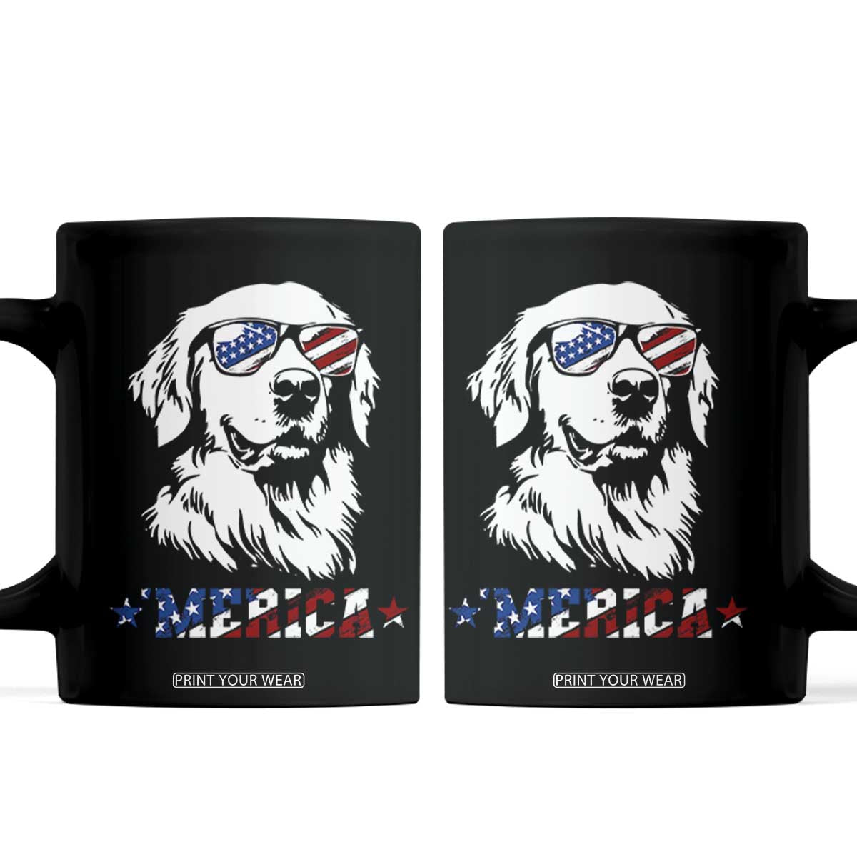 Merica Golden Retriever Coffee Mug 4th of July Dog Patriotic Dog Mom TS10 Black Print Your Wear
