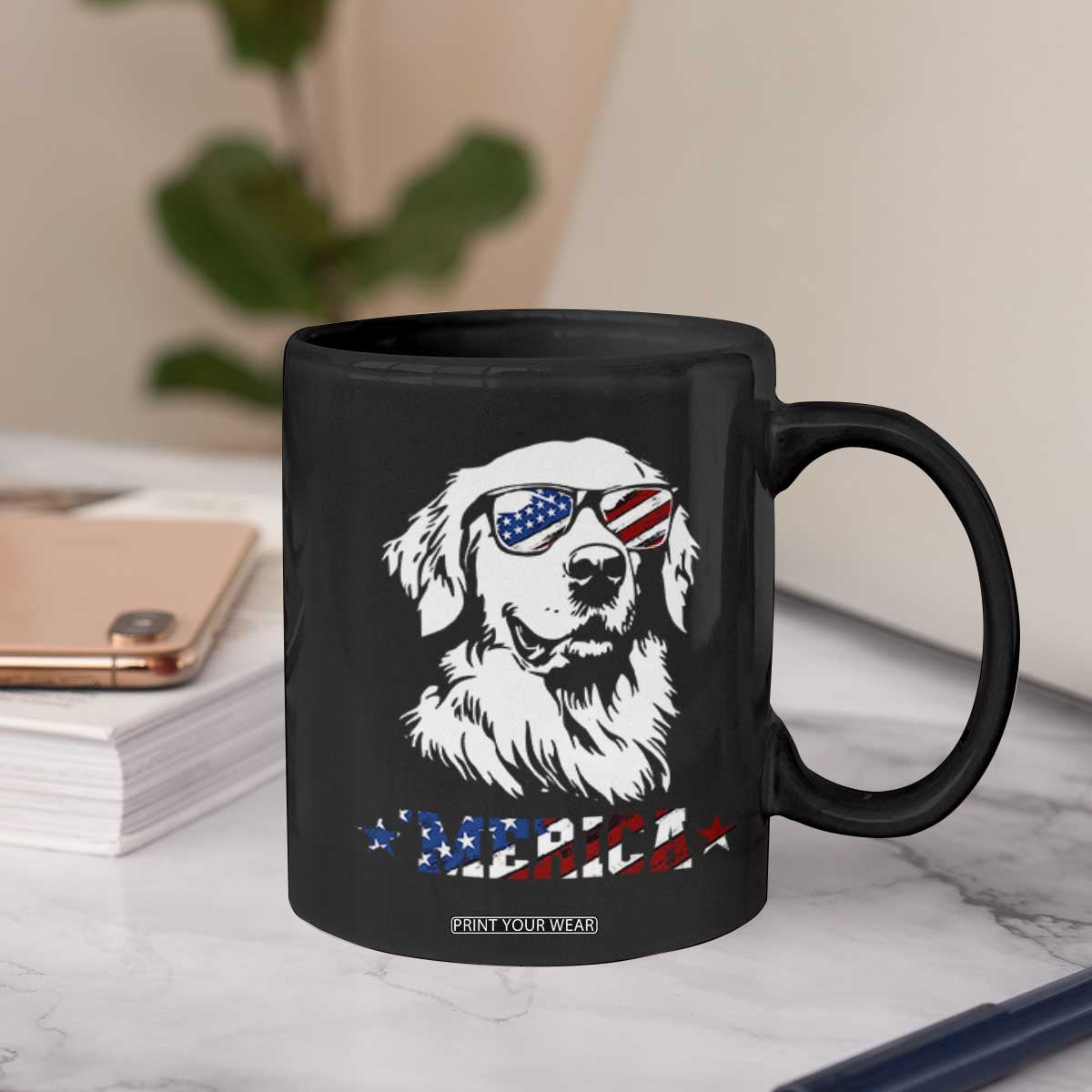 Merica Golden Retriever Coffee Mug 4th of July Dog Patriotic Dog Mom TS10 Print Your Wear