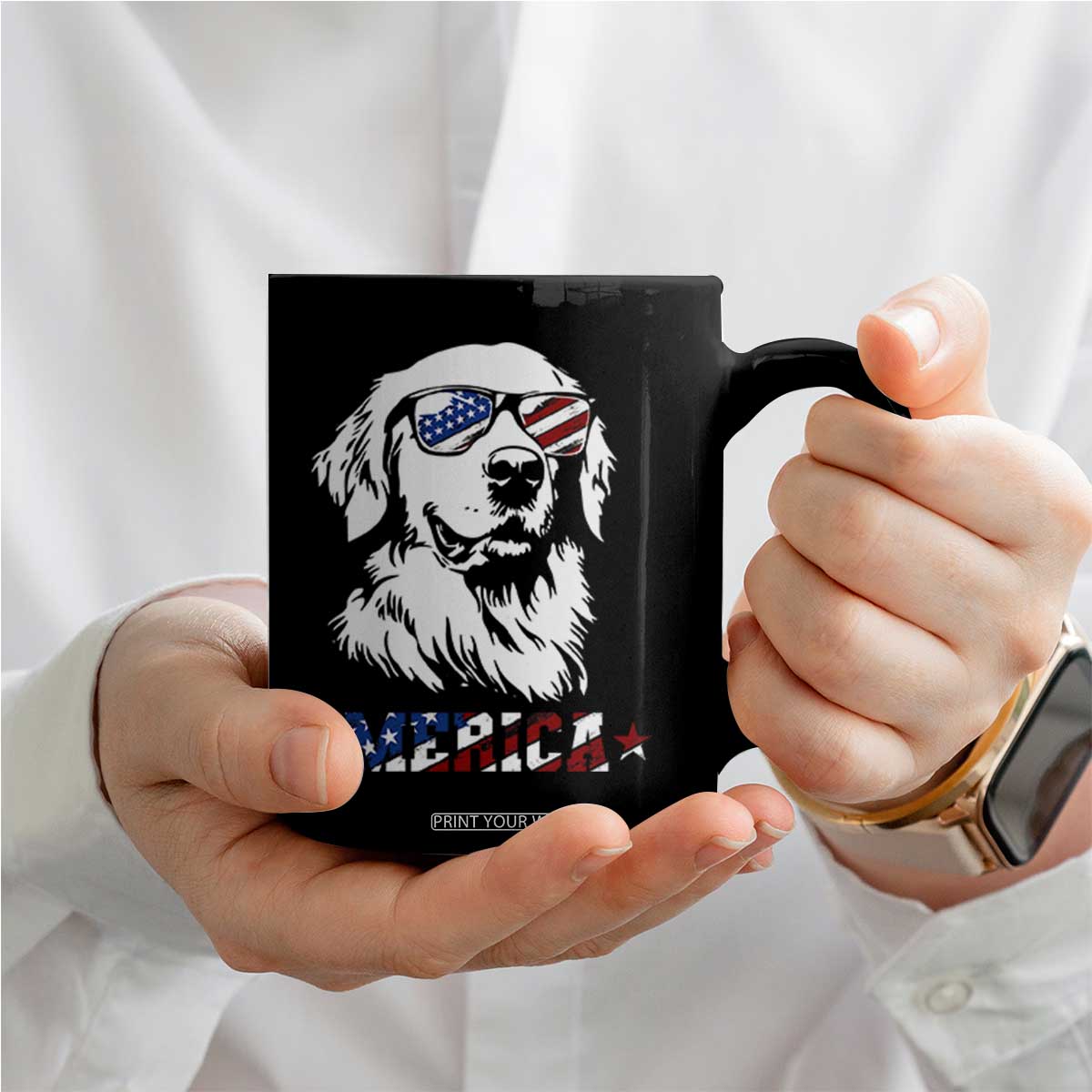 Merica Golden Retriever Coffee Mug 4th of July Dog Patriotic Dog Mom TS10 Print Your Wear