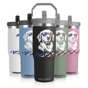 Merica Golden Retriever Flip Straw Tumbler 4th of July Dog Patriotic Dog Mom TS10 Print Your Wear