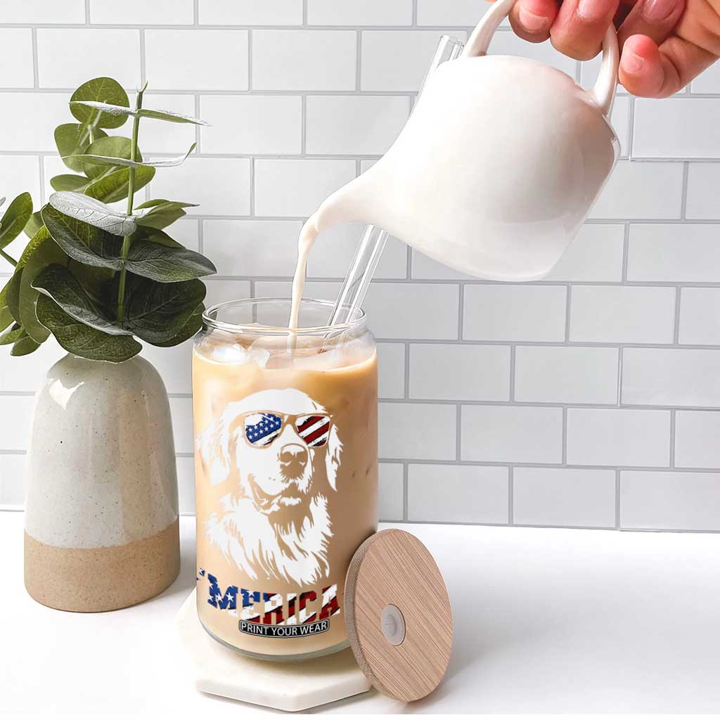 Merica Golden Retriever Glass Can 4th of July Dog Patriotic Dog Mom TS10 Print Your Wear