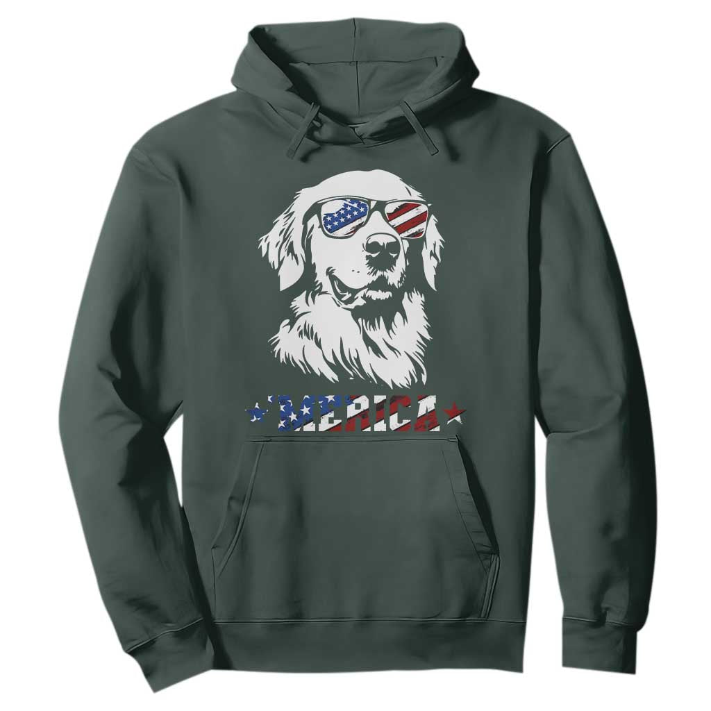 Merica Golden Retriever Hoodie 4th of July Dog Patriotic Dog Mom TS10 Dark Forest Green Print Your Wear