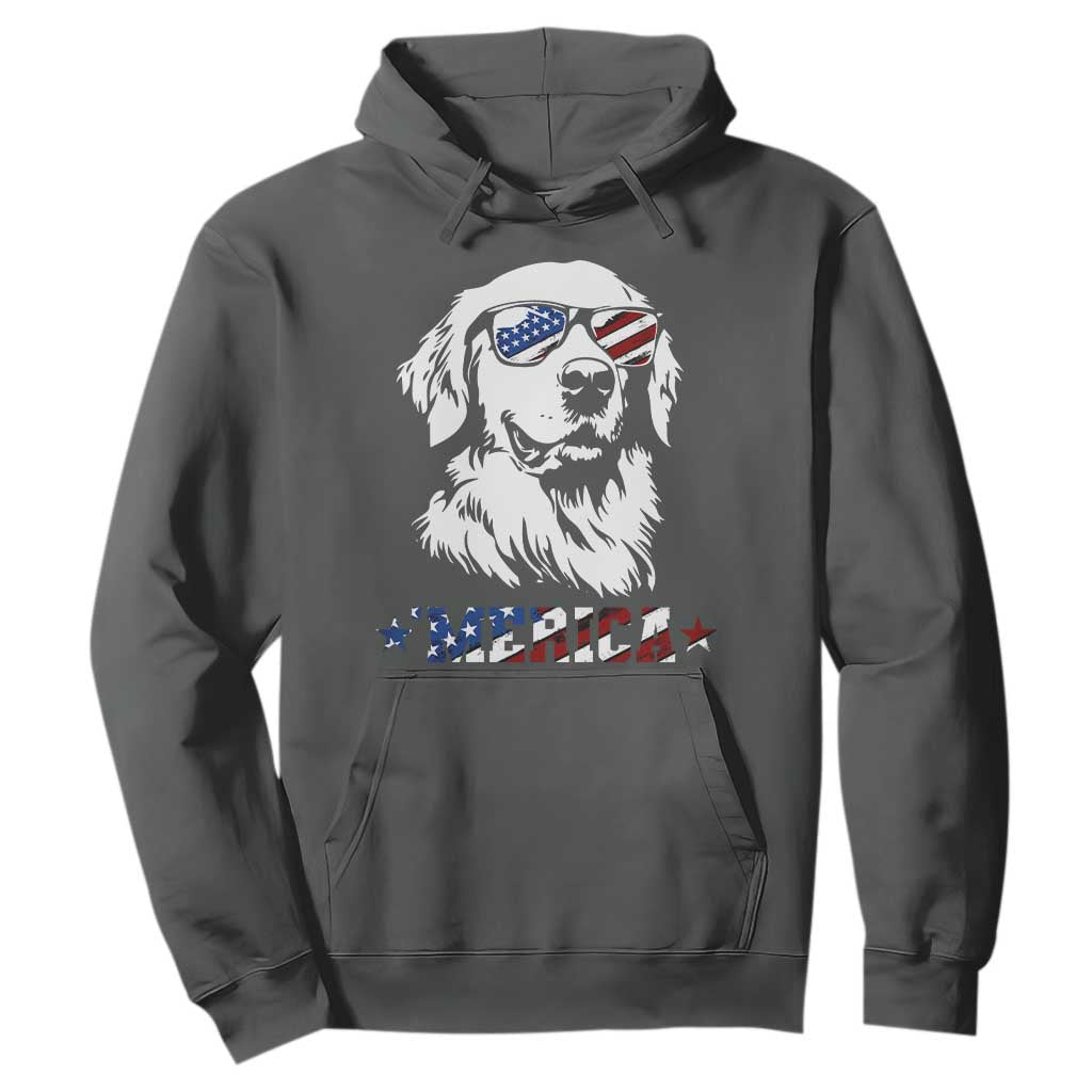 Merica Golden Retriever Hoodie 4th of July Dog Patriotic Dog Mom TS10 Dark Heather Print Your Wear