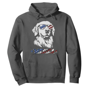 Merica Golden Retriever Hoodie 4th of July Dog Patriotic Dog Mom TS10 Dark Heather Print Your Wear