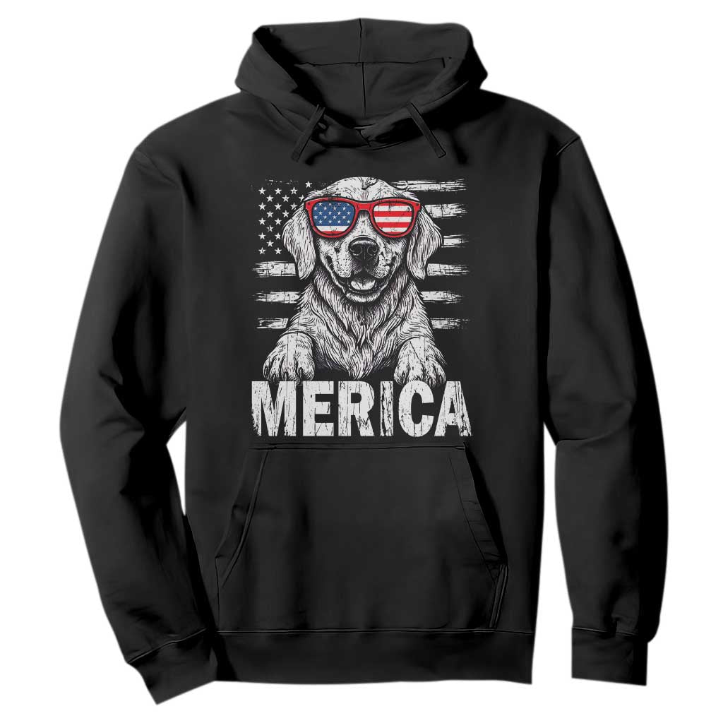 Merica Golden Retriever Hoodie Patriotic Dog US Flag 4th Of July TS02 Black Print Your Wear