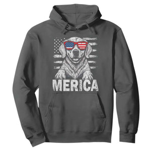 Merica Golden Retriever Hoodie Patriotic Dog US Flag 4th Of July TS02 Dark Heather Print Your Wear