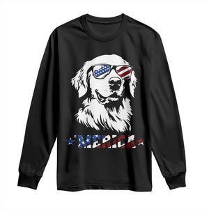 Merica Golden Retriever Long Sleeve Shirt 4th of July Dog Patriotic Dog Mom TS10 Black Print Your Wear