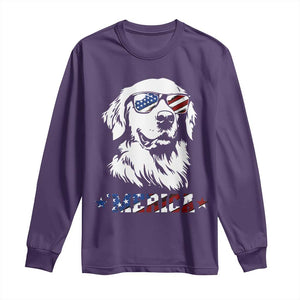 Merica Golden Retriever Long Sleeve Shirt 4th of July Dog Patriotic Dog Mom TS10 Purple Print Your Wear