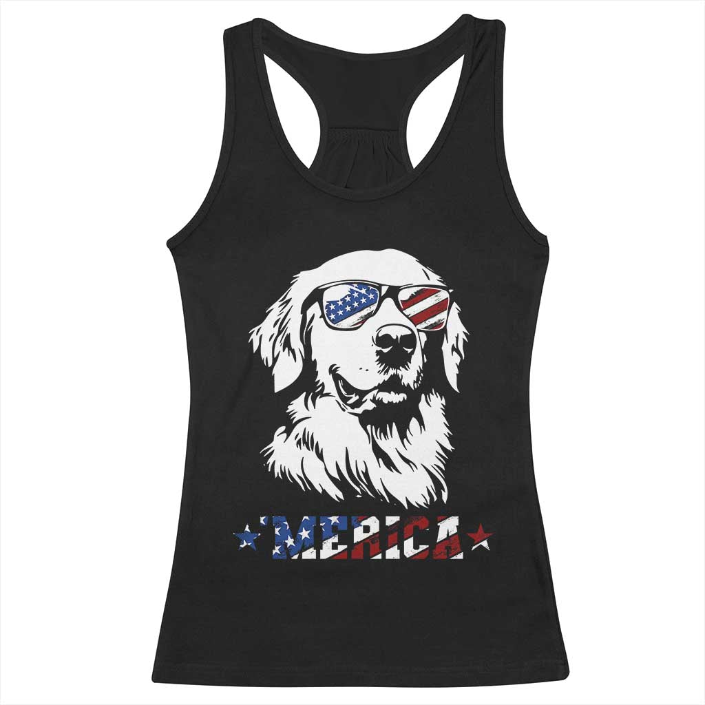 Merica Golden Retriever Racerback Tank Top 4th of July Dog Patriotic Dog Mom TS10 Black Print Your Wear