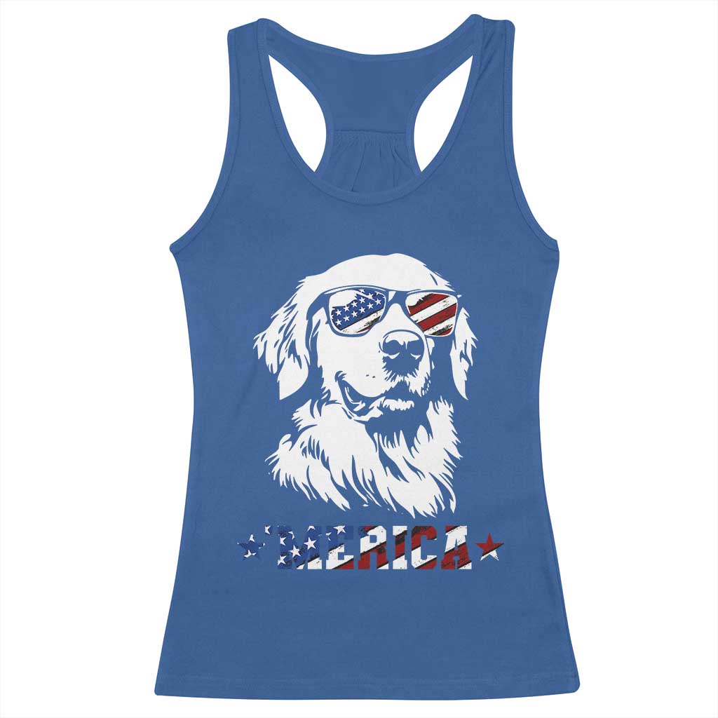 Merica Golden Retriever Racerback Tank Top 4th of July Dog Patriotic Dog Mom TS10 Royal Blue Print Your Wear