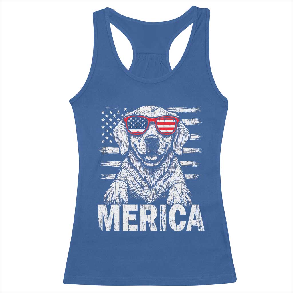 Merica Golden Retriever Racerback Tank Top Patriotic Dog US Flag 4th Of July TS02 Royal Blue Print Your Wear