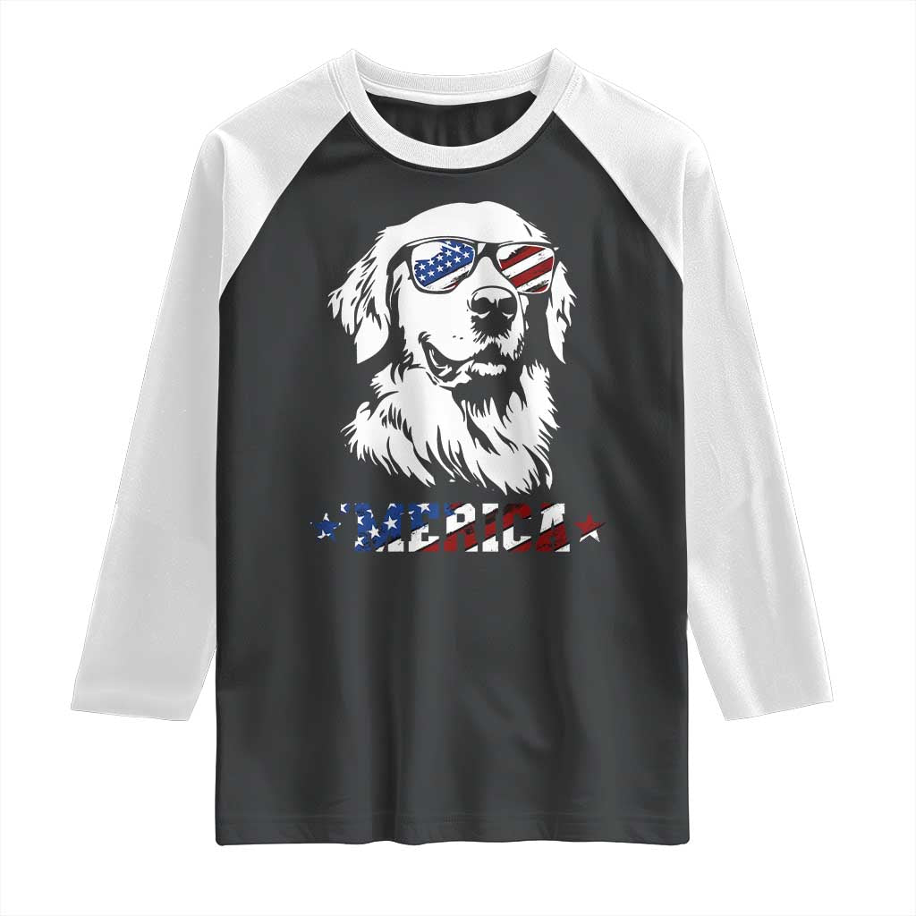 Merica Golden Retriever Raglan Shirt 4th of July Dog Patriotic Dog Mom TS10 Black White Print Your Wear