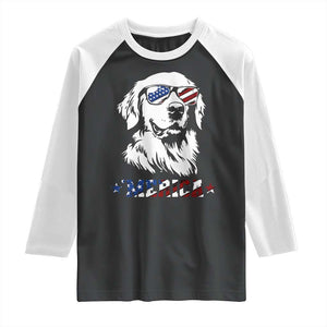 Merica Golden Retriever Raglan Shirt 4th of July Dog Patriotic Dog Mom TS10 Black White Print Your Wear