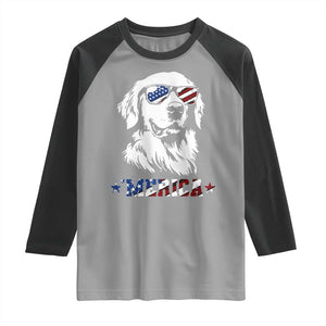 Merica Golden Retriever Raglan Shirt 4th of July Dog Patriotic Dog Mom TS10 Sport Gray Black Print Your Wear