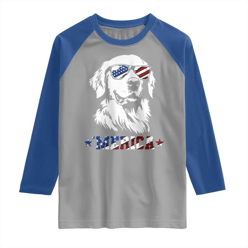 Merica Golden Retriever Raglan Shirt 4th of July Dog Patriotic Dog Mom TS10 Sport Gray Royal Print Your Wear