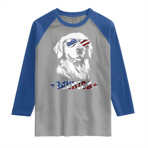 Merica Golden Retriever Raglan Shirt 4th of July Dog Patriotic Dog Mom TS10 Sport Gray Royal Print Your Wear
