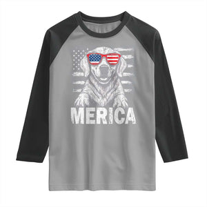 Merica Golden Retriever Raglan Shirt Patriotic Dog US Flag 4th Of July TS02 Sport Gray Black Print Your Wear
