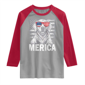 Merica Golden Retriever Raglan Shirt Patriotic Dog US Flag 4th Of July TS02 Sport Gray Red Print Your Wear
