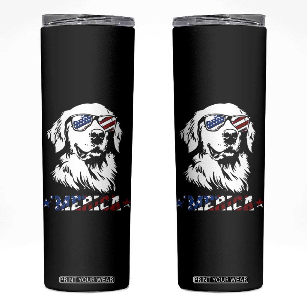 Merica Golden Retriever Skinny Tumbler 4th of July Dog Patriotic Dog Mom TS10 Black Print Your Wear
