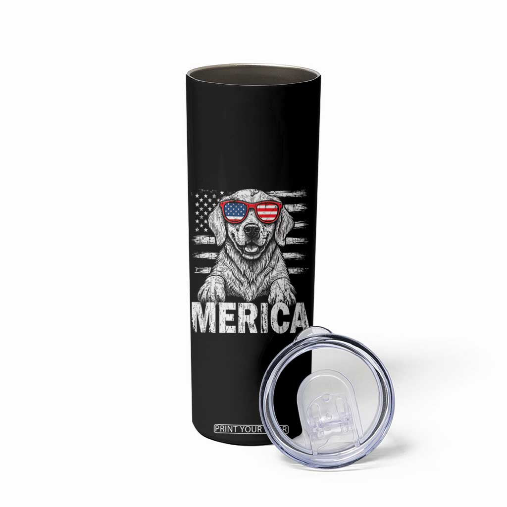 Merica Golden Retriever Skinny Tumbler Patriotic Dog US Flag 4th Of July TS02 Print Your Wear