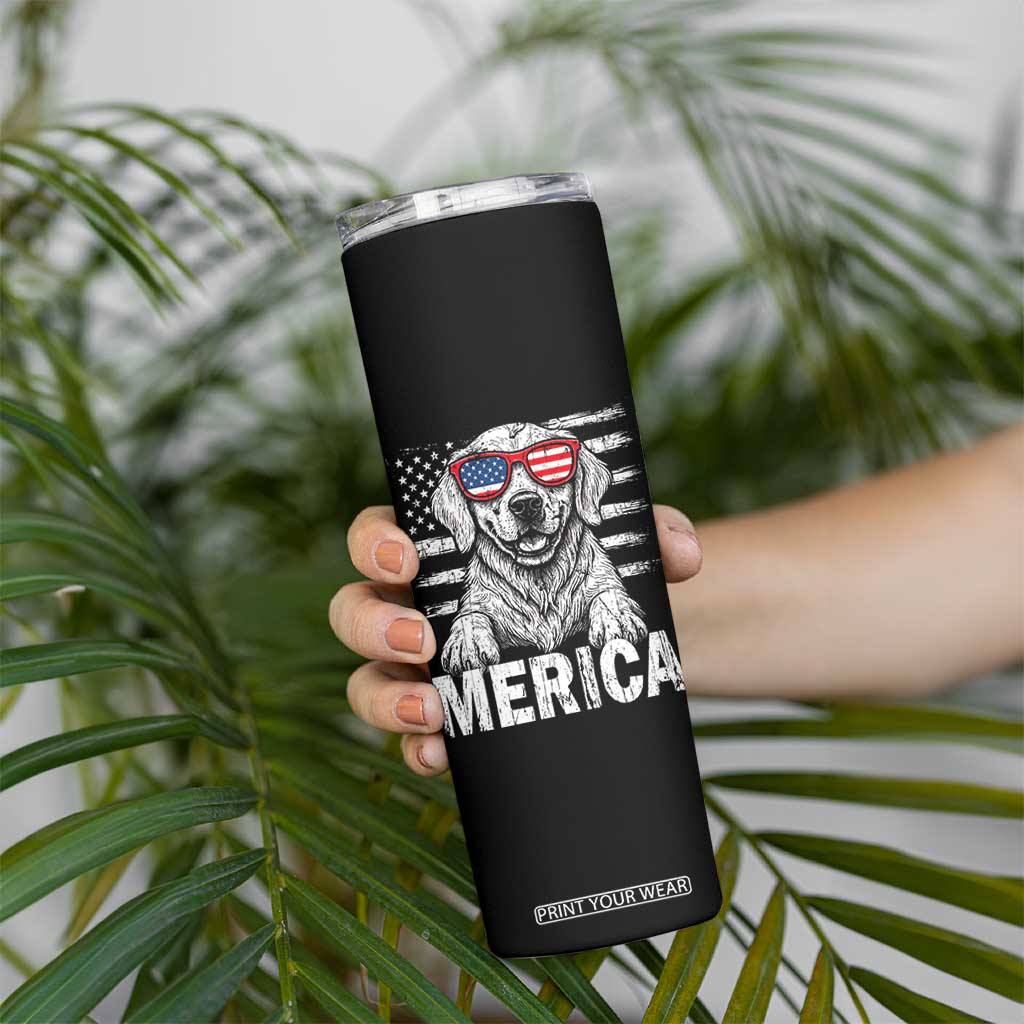 Merica Golden Retriever Skinny Tumbler Patriotic Dog US Flag 4th Of July TS02 Print Your Wear