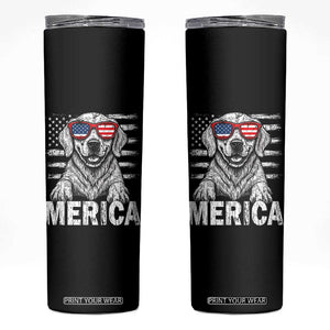 Merica Golden Retriever Skinny Tumbler Patriotic Dog US Flag 4th Of July TS02 Black Print Your Wear