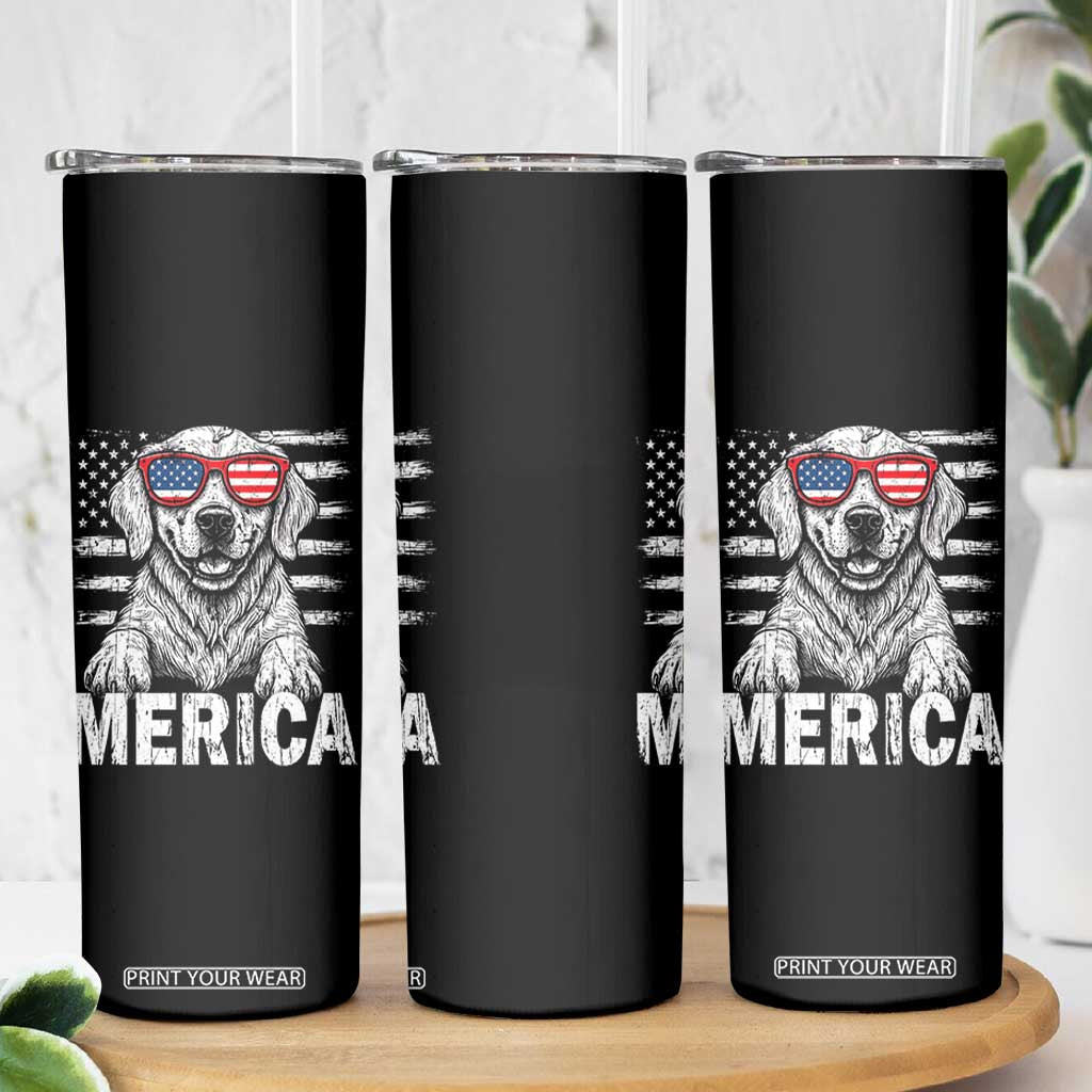 Merica Golden Retriever Skinny Tumbler Patriotic Dog US Flag 4th Of July TS02 Print Your Wear