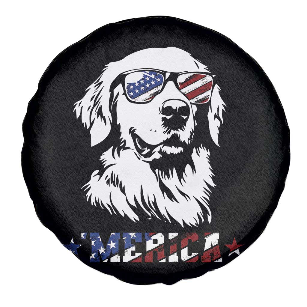 Merica Golden Retriever Spare Tire Cover 4th of July Dog Patriotic Dog Mom TS10 Print Your Wear