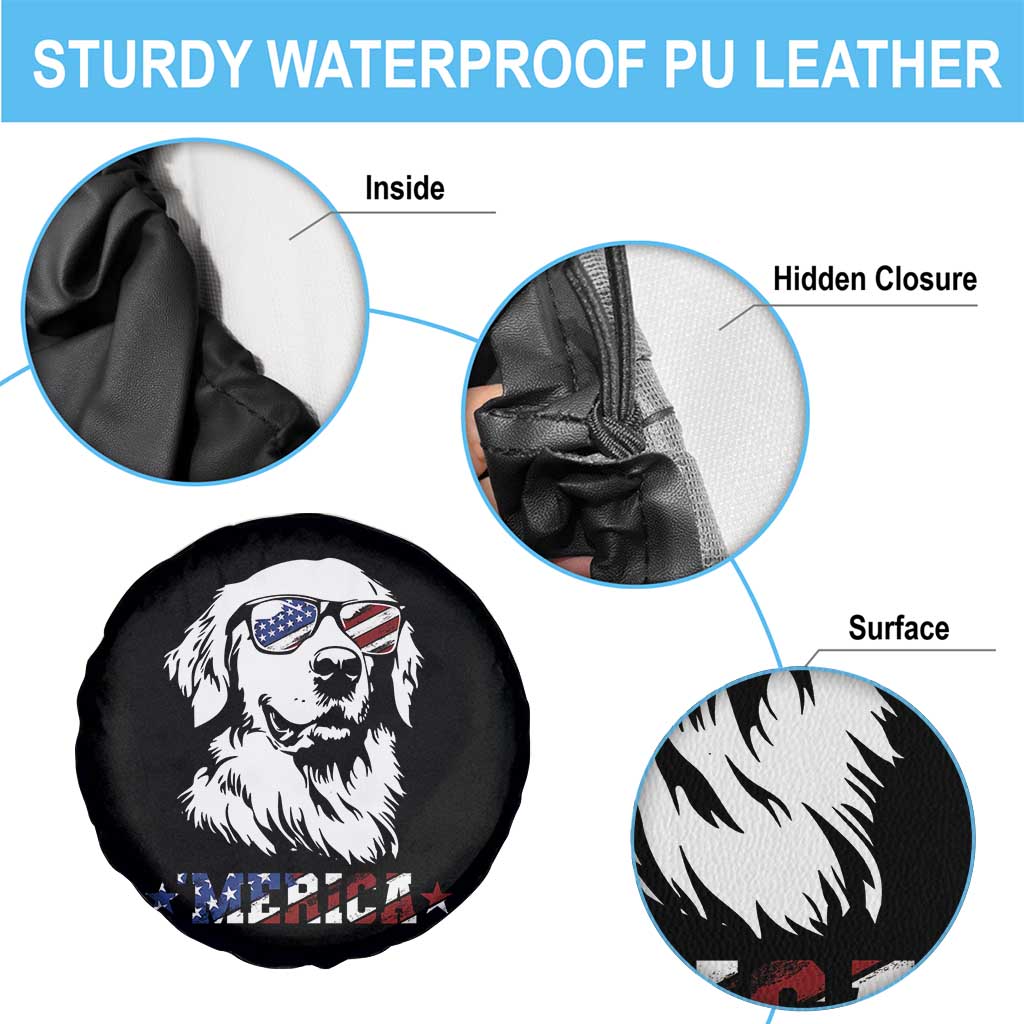 Merica Golden Retriever Spare Tire Cover 4th of July Dog Patriotic Dog Mom TS10 Print Your Wear